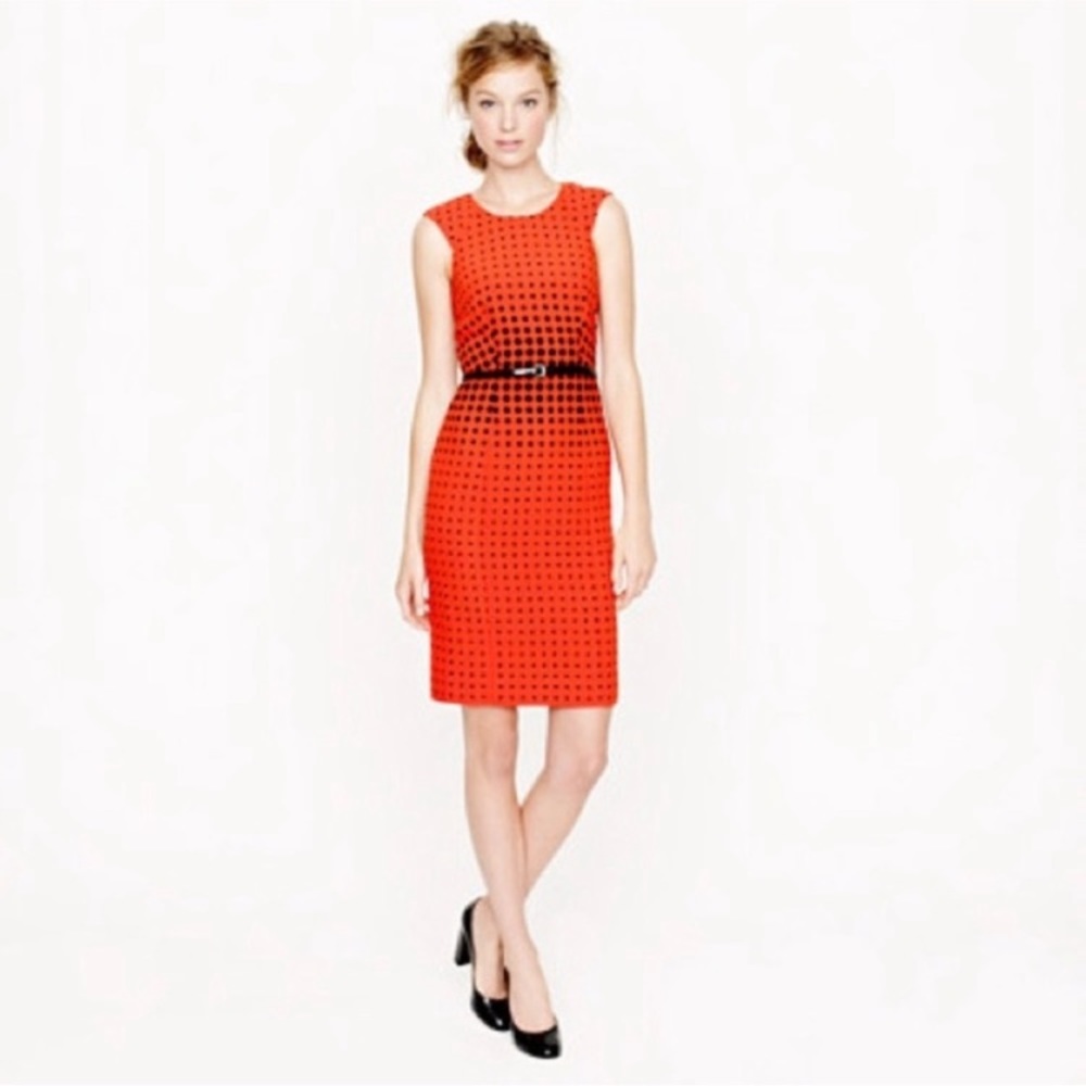 J Crew Dress Red w/Black Dots